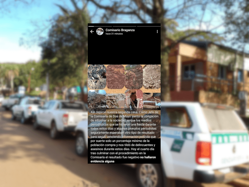 Amenazante mensaje del jefe de la comisaría de Dos de Mayo tras las excavaciones en busca de restos de Mario Golemba