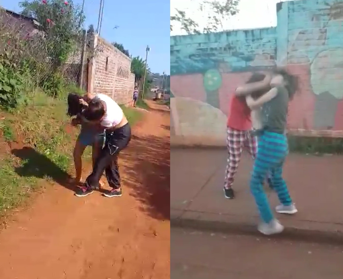 Graban y viralizan peleas de chicas en el barrio San Miguel de Oberá, un entretenimiento feo y decadente