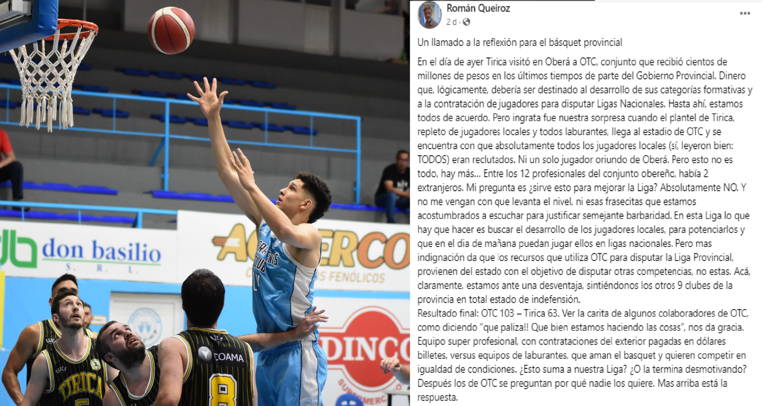 Las mentiras de Román Queiroz, presidente de Tirica, después de la paliza de los pibes OTC