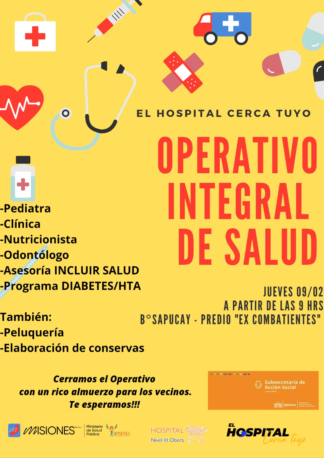Se realizará este jueves un operativo integral de salud gratuito en el barrio Sapucay de Oberá