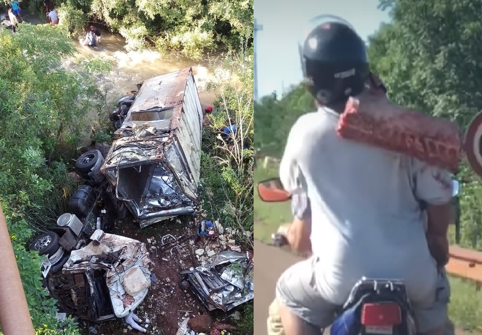 Regalaron la carne del camión que cayó desde el puente del arroyo Yazá