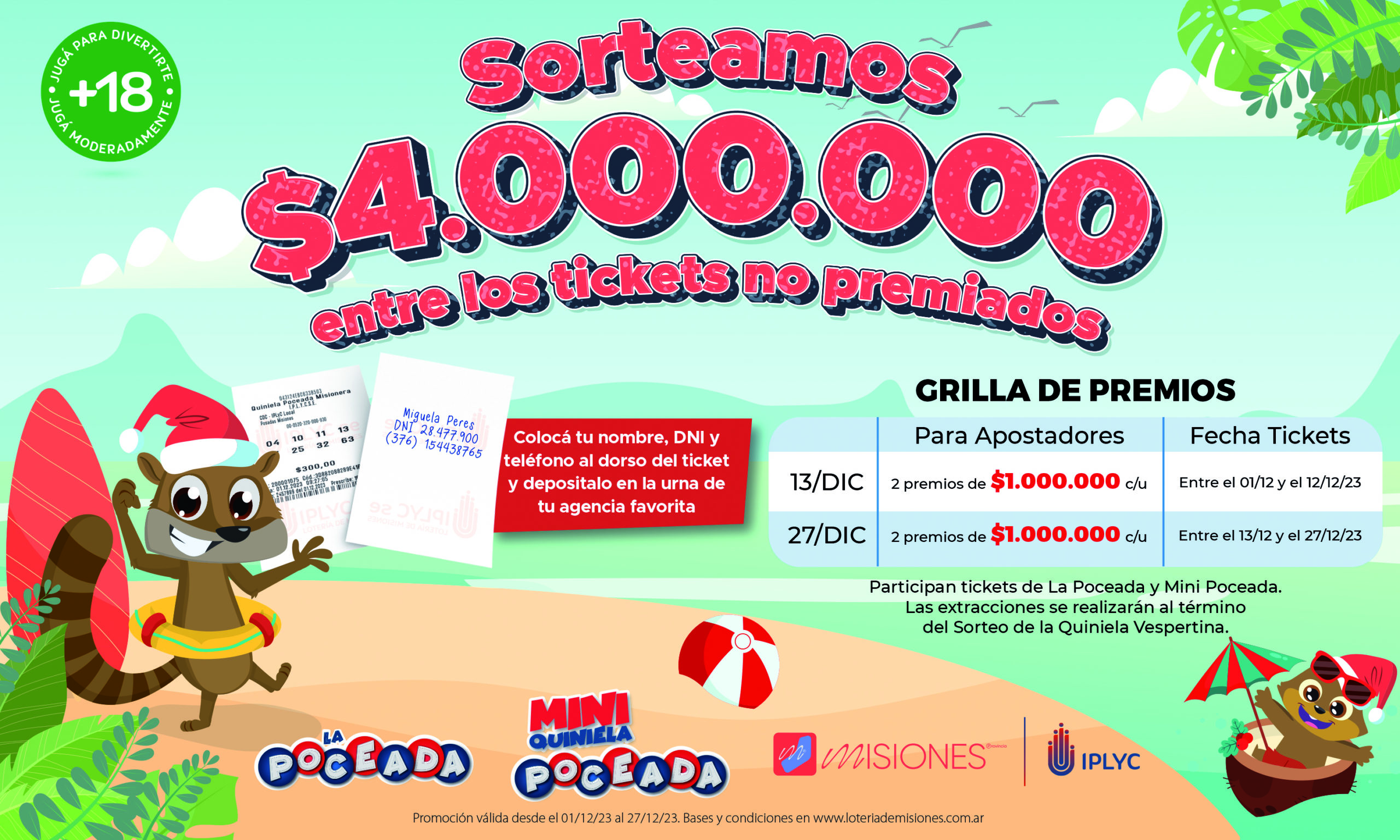 Mediante extracción de tickets, la Poceada y la Mini premiarán a sus seguidores