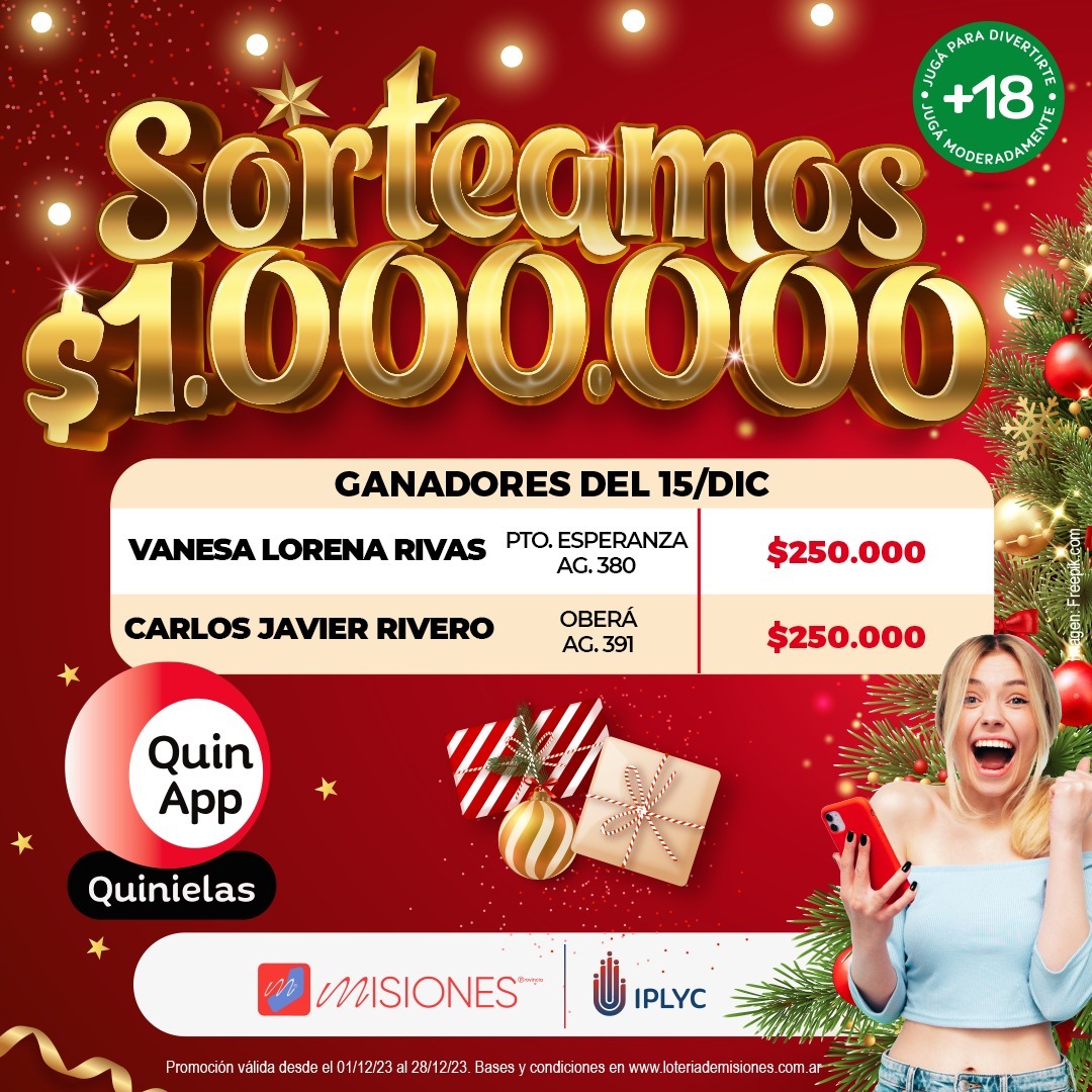 Premiados con la promo de QuinApp