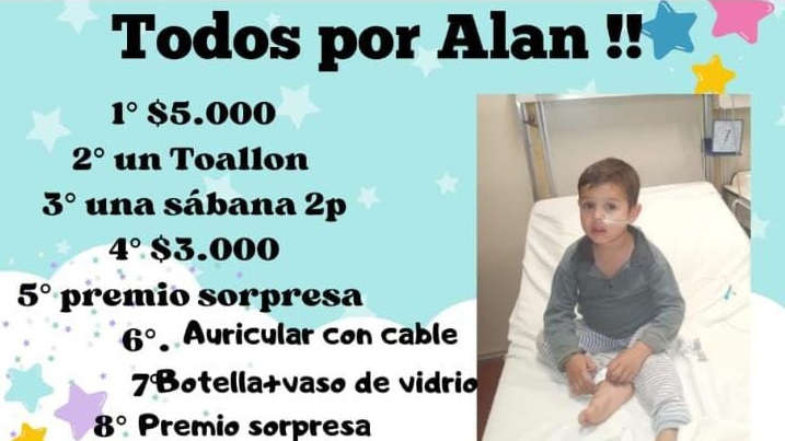 Rifa solidaria para colaborar con el tratamiento del pequeño Alan en Buenos Aires