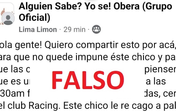 Desmintieron publicación de una página obereña de chismes y escraches