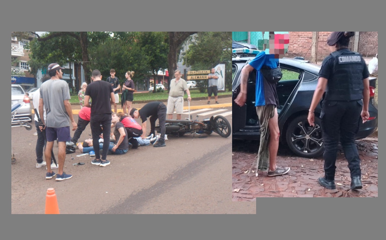 Chocó con su moto y se escapó todo calengo, después quiso correr de la Policía, pero lo detuvieron  