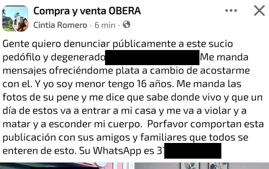 “Pedófilo y degenerado”: oficial de policía denunció un grave escrache desde un perfil falso