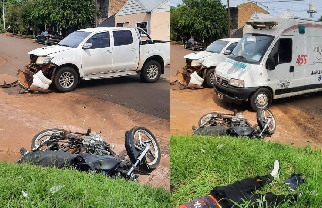 Choque entre una Hilux y una moto dejó un menor fracturado