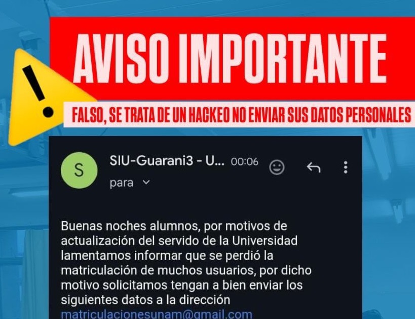 Alerta por intento de estafa informático a estudiantes universitarios