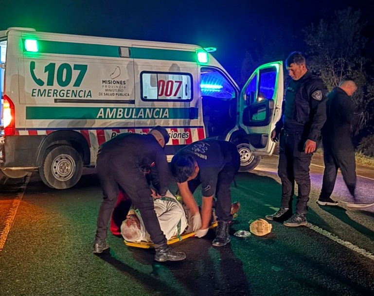 Una bolsa con ramas en la ruta ocasionó el despiste de una moto con dos jubilados
