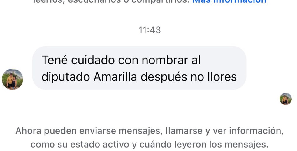 “Tené cuidado con nombrar al diputado Amarilla después no llores”