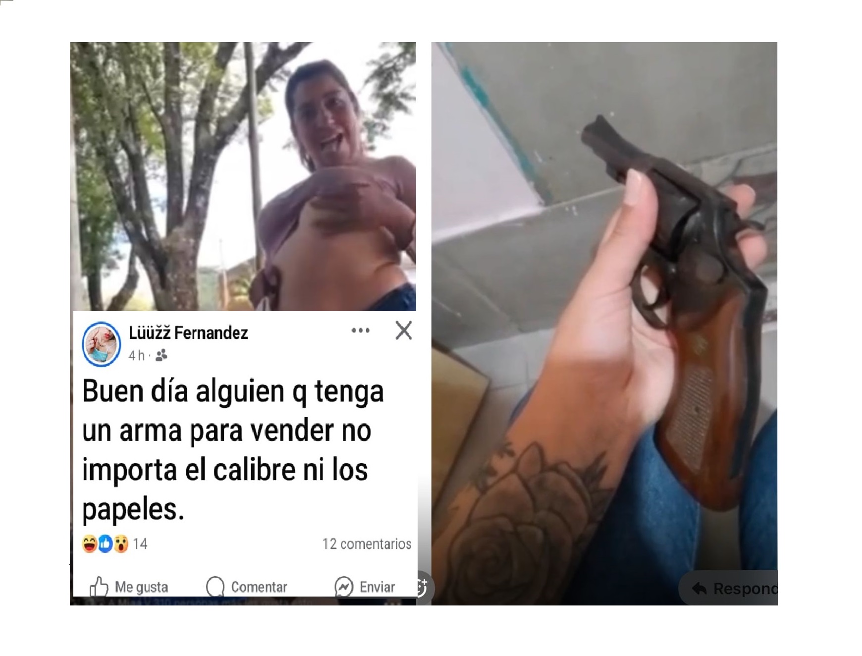 Amenazantes posteos de la exhibicionista de la feria franca: “Morir matando es la ley”