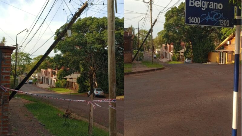 Vecinos del OTC en alerta por un poste a punto de colapsar