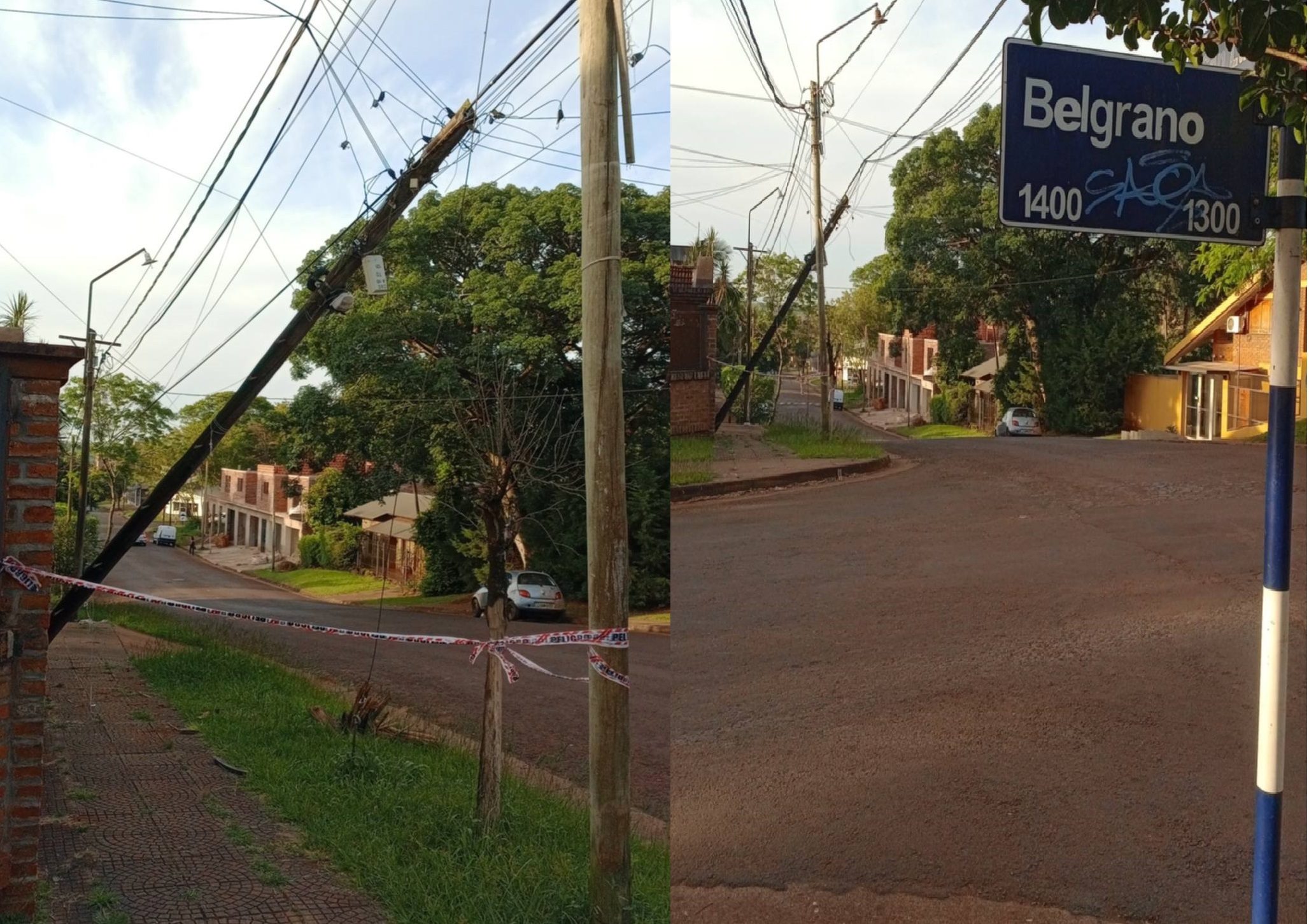 Vecinos del OTC en alerta por un poste a punto de colapsar