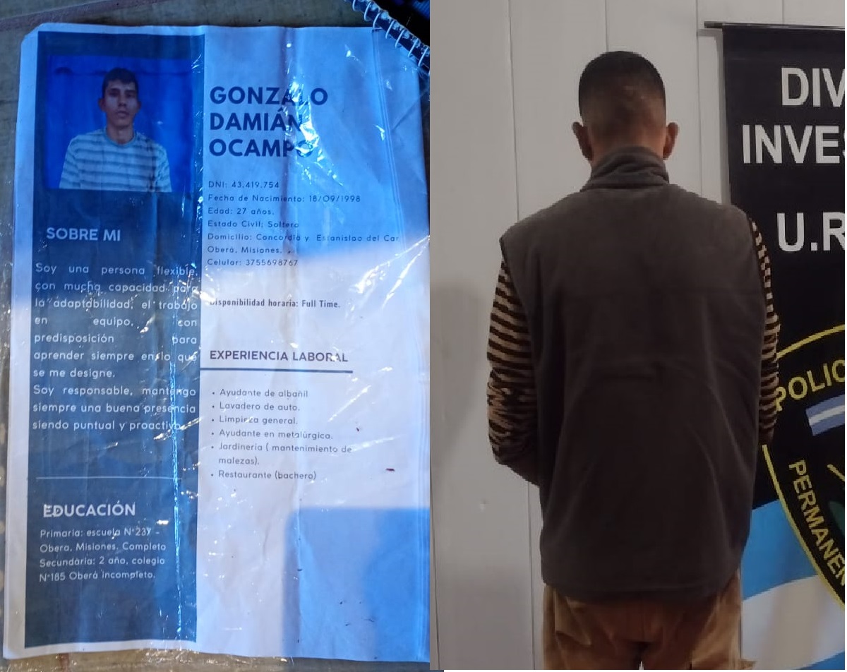 Entró a robar y lo descubrieron porque dejó su currículum: terminó preso por dos hechos