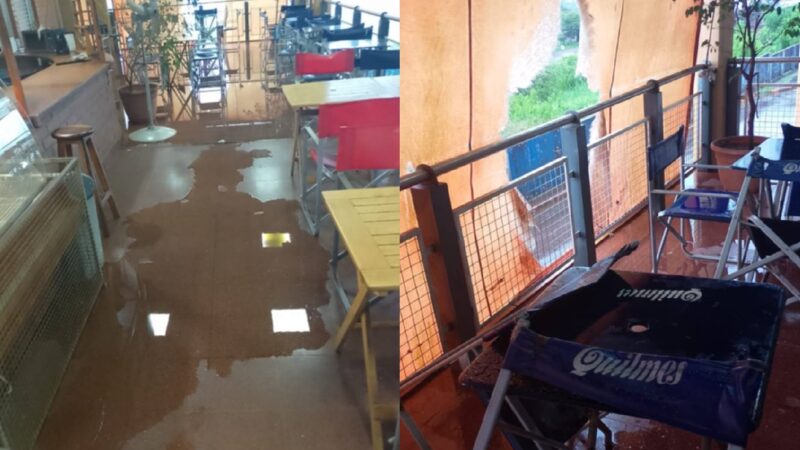 Se inundó el sector de comedores de la Terminal de Oberá: “Cada vez que llueve pasa esto”