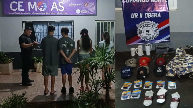 Una nena de 12, otra de 13 y dos varones de la misma edad fueron demorados por robo en Oberá