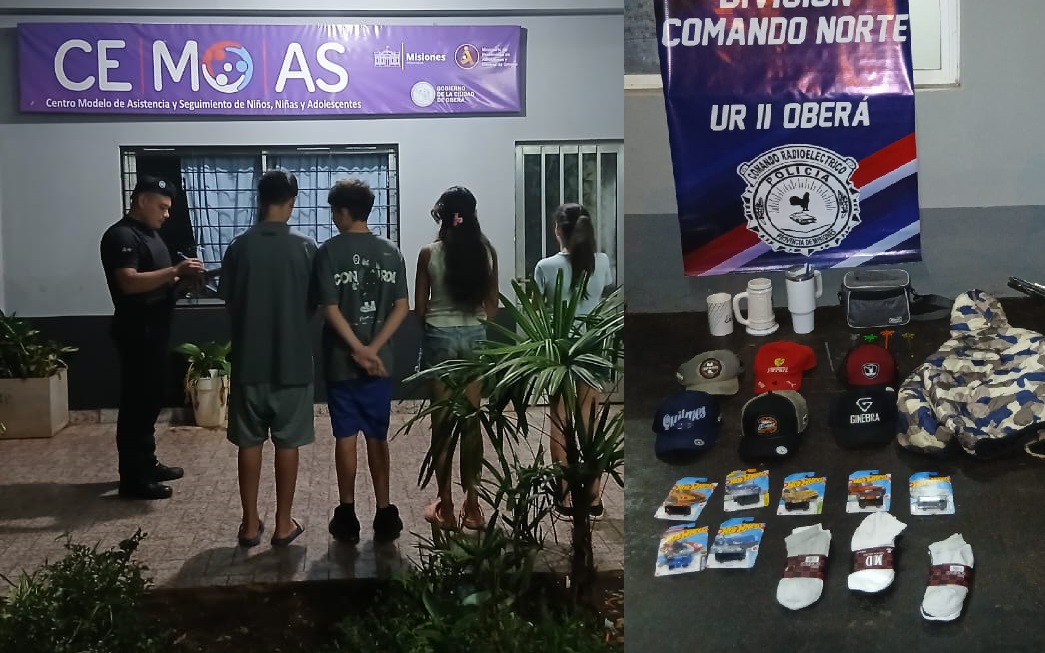 Una nena de 12, otra de 13 y dos varones de la misma edad fueron demorados por robo en Oberá