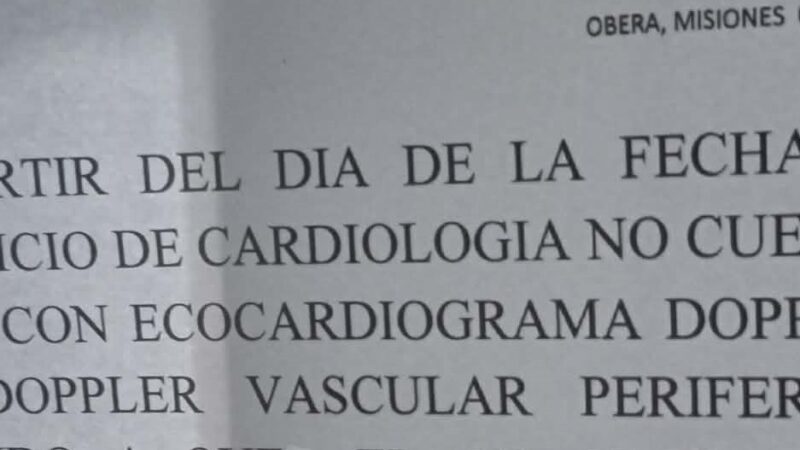Crisis del Hospital de Oberá: ya no hacen estudios cardiológicos y el personal de seguridad reclama sueldos