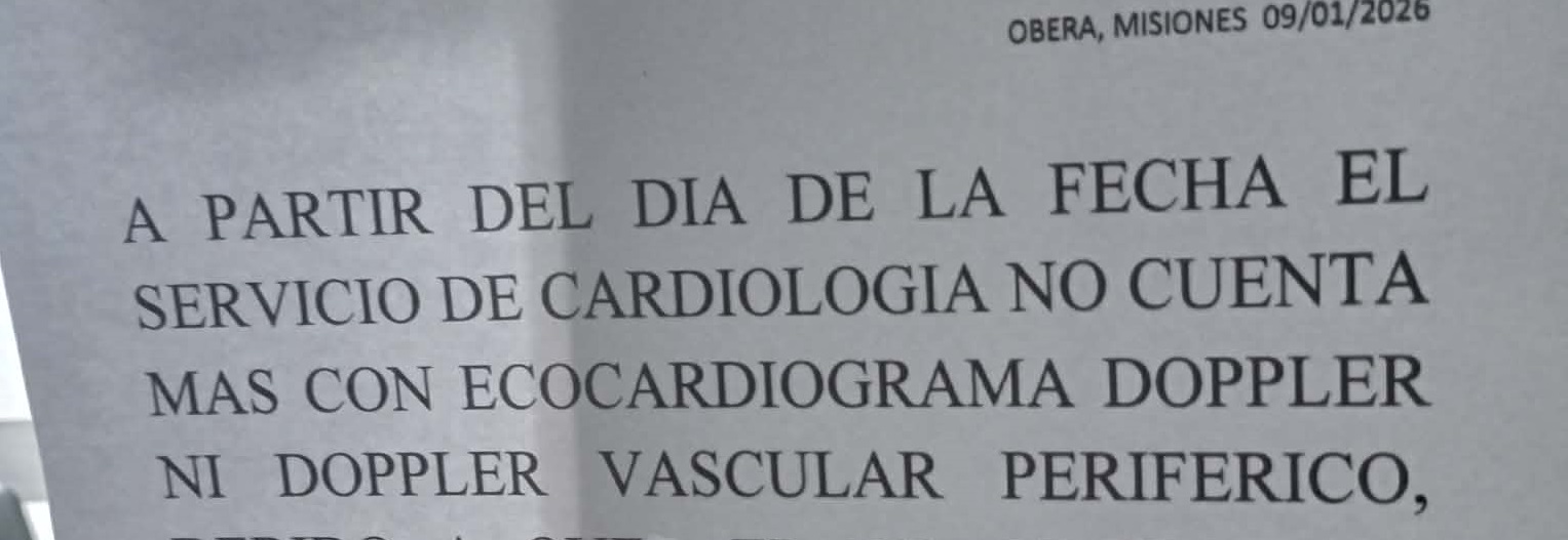 Crisis del Hospital de Oberá: ya no hacen estudios cardiológicos y el personal de seguridad reclama sueldos
