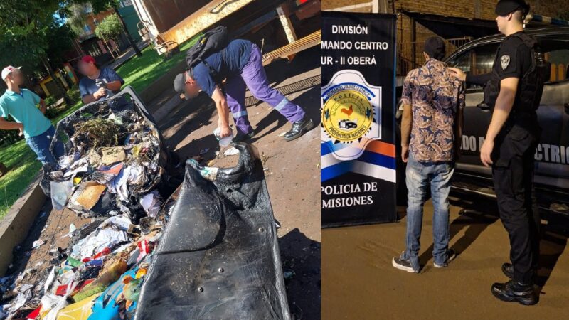 Detuvieron a sospechoso de quemar dos contenedores de residuos en el centro de Oberá
