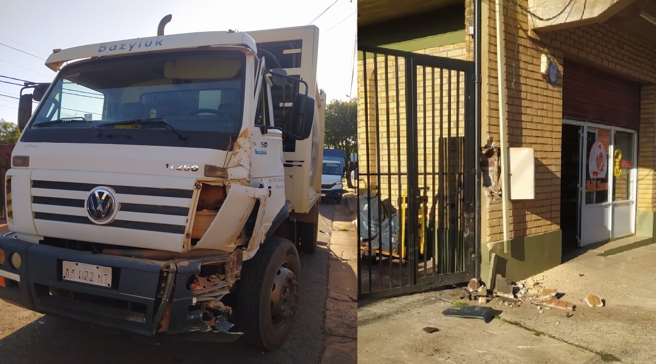 Camión de residuos despistó y chocó contra un muro de Doña Laura