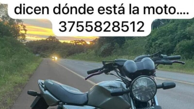 Ofrecen 300 mil pesos de recompensa por una moto robada en Guaraní