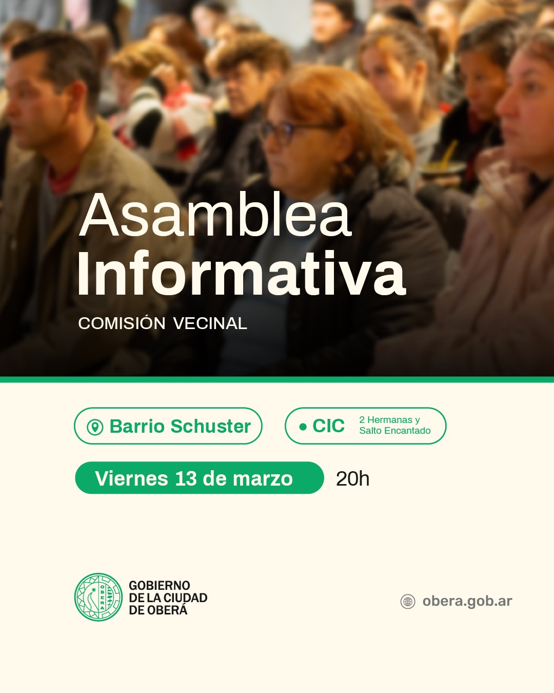 Invitan a una asamblea informativa para renovar la comisión vecinal de barrio Schuster