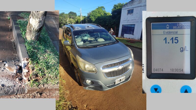 Se hizo larga la “sobremesa” y terminó chocando contra la vereda en el Schuster