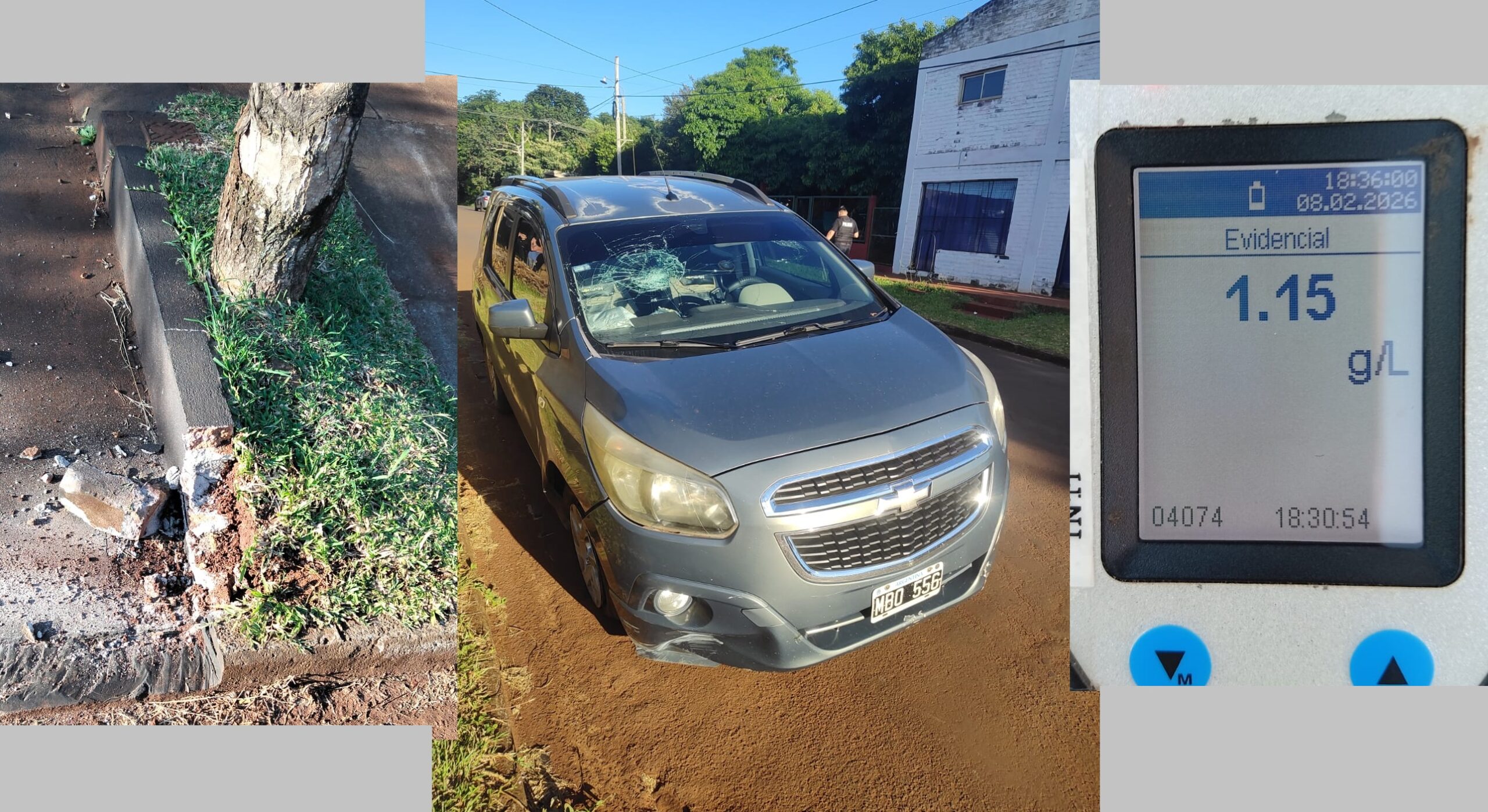 Se hizo larga la “sobremesa” y terminó chocando contra la vereda en el Schuster