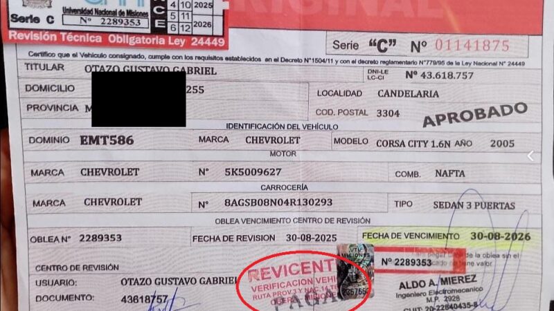 Denunciaron control policial irregular tras hallazgo de una VTV trucha que entregó otro uniformado