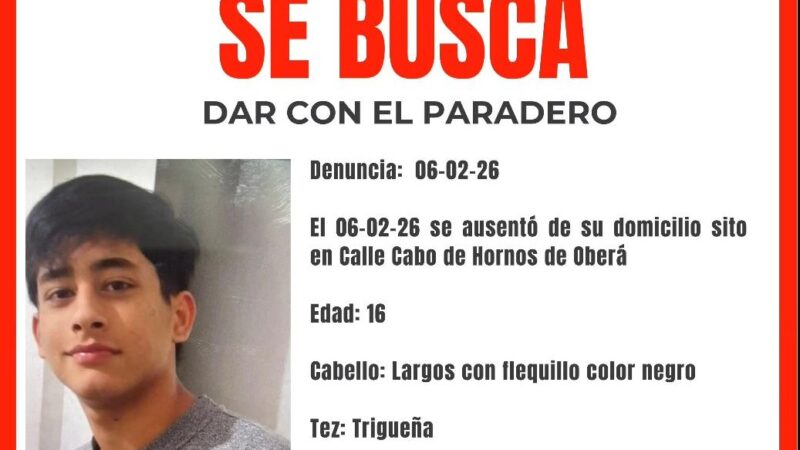 Angustia por la desaparición de un menor de 16 años en Oberá