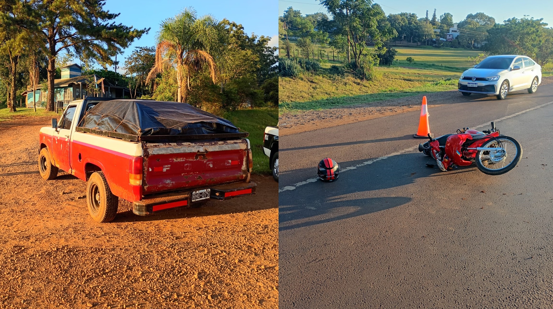 Conductor de moto Didi y pasajero resultaron heridos en un choque frente al Parque