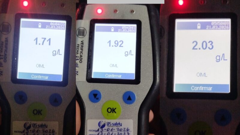 Borrachos al volante: 15 conductores dieron positivo el test de alcoholemia en la noche obereña