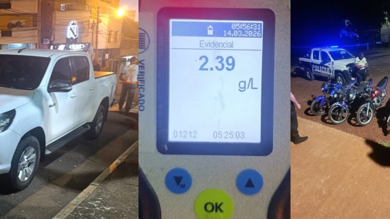 Controles permitieron sacar de circulación a 7 conductores borrachos en Oberá