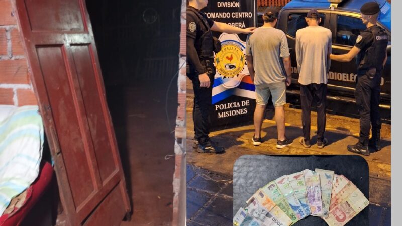 Tumbaron la puerta de una casa ajena y robaron una billetera con plata: fueron detenidos