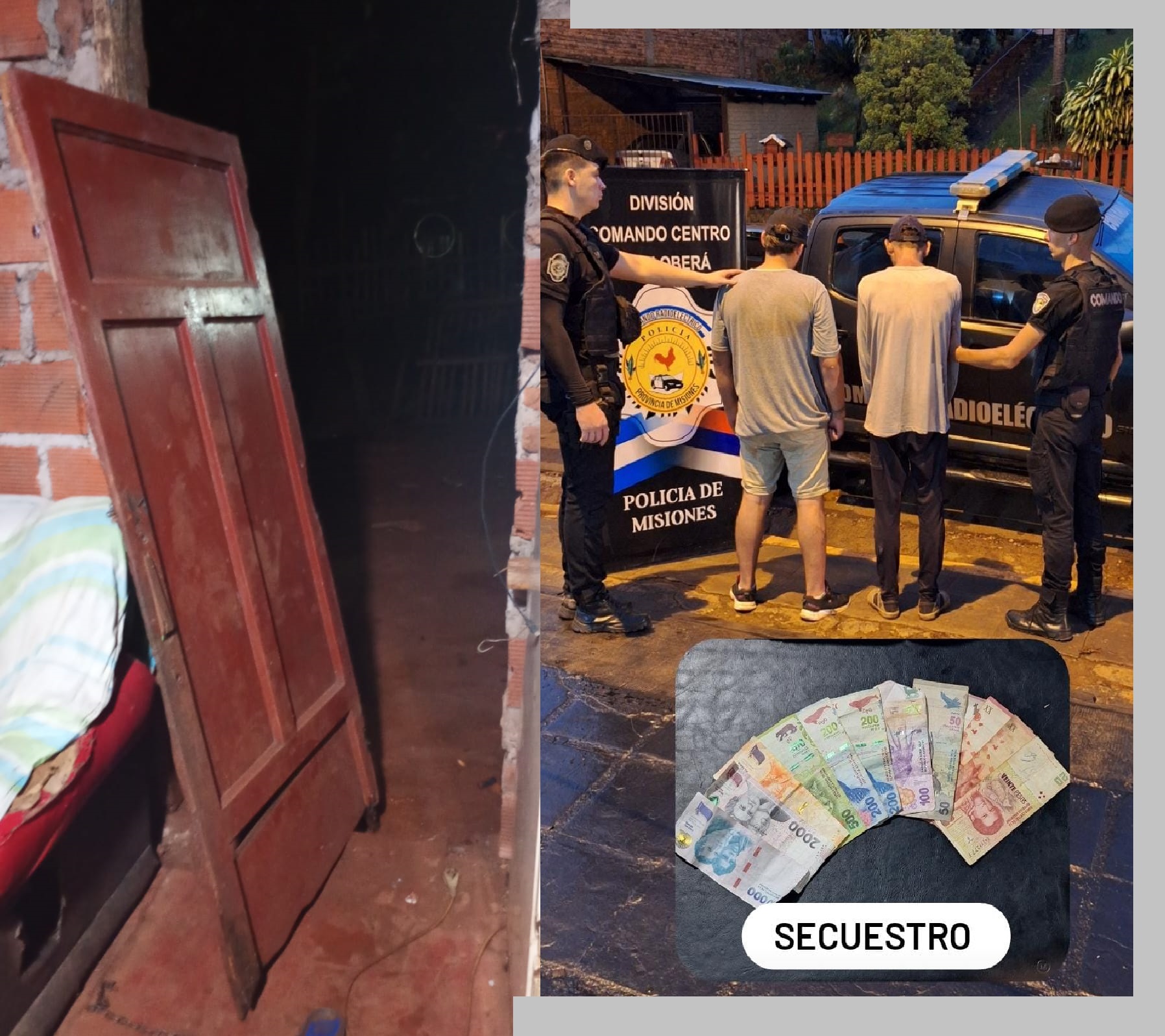 Tumbaron la puerta de una casa ajena y robaron una billetera con plata: fueron detenidos