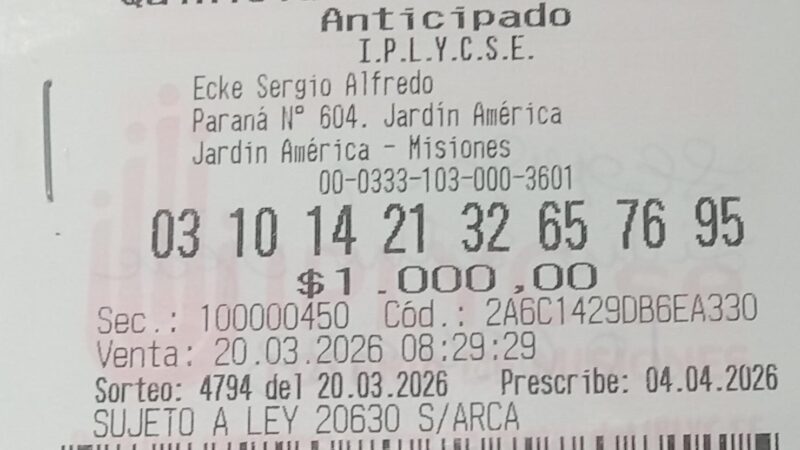 Jubilada jardinense usará el dinero para pagar deudas y para el disfrute