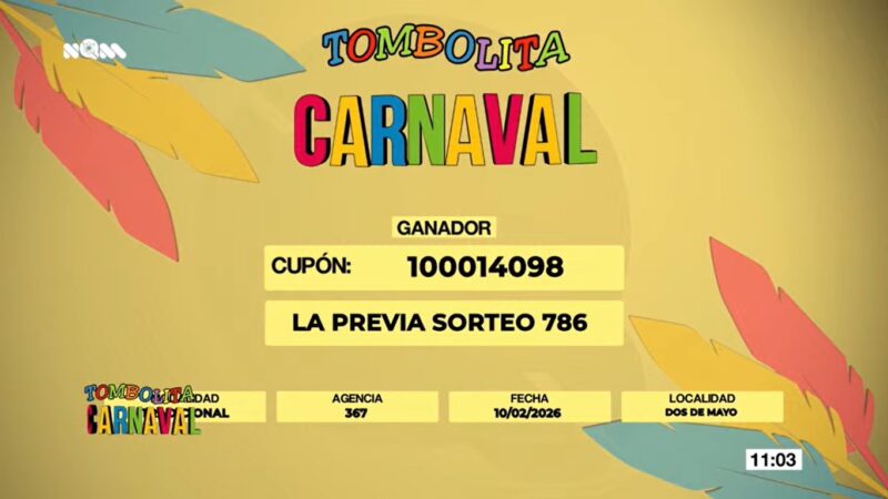 La Tombolita Carnaval llevará a un apostador de Dos de Mayo a vacacionar en Río de Janeiro
