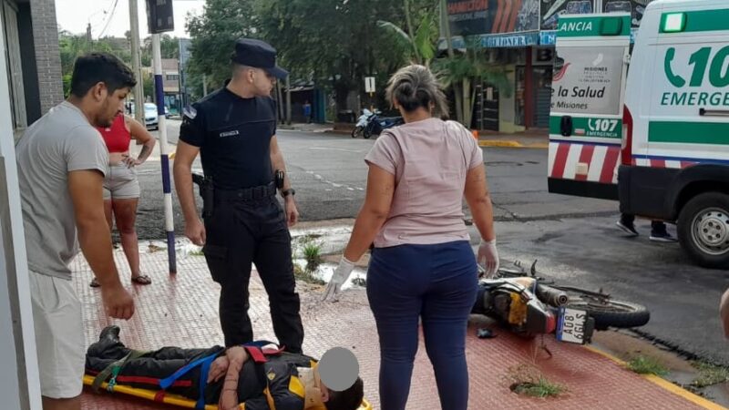 Motociclista perdió varios dientes en un choque en el centro de Oberá