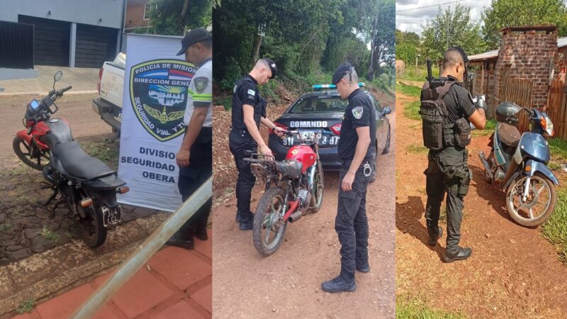 La Policía secuestró dos motos por irregularidades y recuperó una tercera que había sido robada