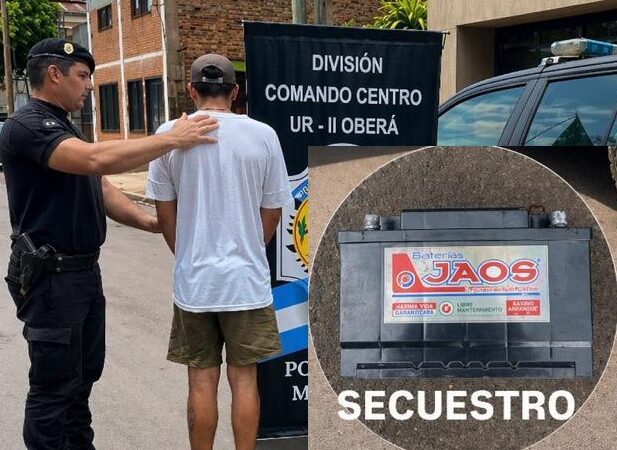 Conocido ladrón acarreaba una batería robada, lo vio la policía y terminó preso
