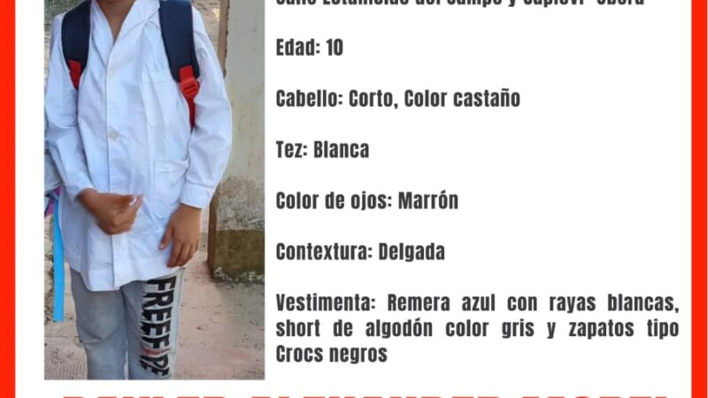 “Salió a jugar y no volvió”: angustia por la desaparición de un nene de 10 años en Oberá