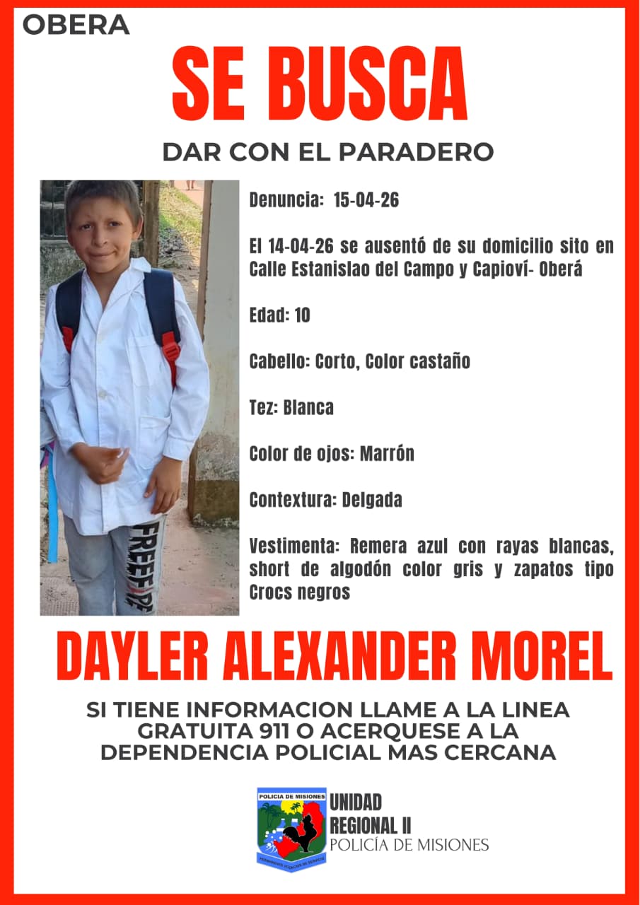 “Salió a jugar y no volvió”: angustia por la desaparición de un nene de 10 años en Oberá