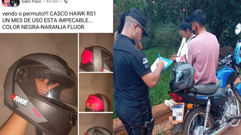 Ofrecieron un casco robado en las redes y les cayó la Policía: tuvieron que devolverlo a la dueña