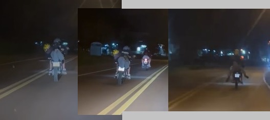 Filmaron a una mujer acostada en una moto sobre ruta 14 en Oberá