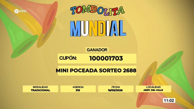 El tercer kit de la Tombolita Mundial fue para un apostador de Aristóbulo del Valle
