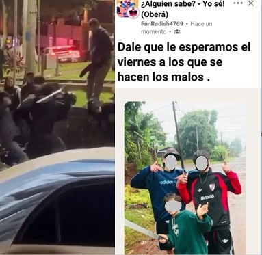Una página de Oberá publicó un desafío con machete entre patotas para el viernes