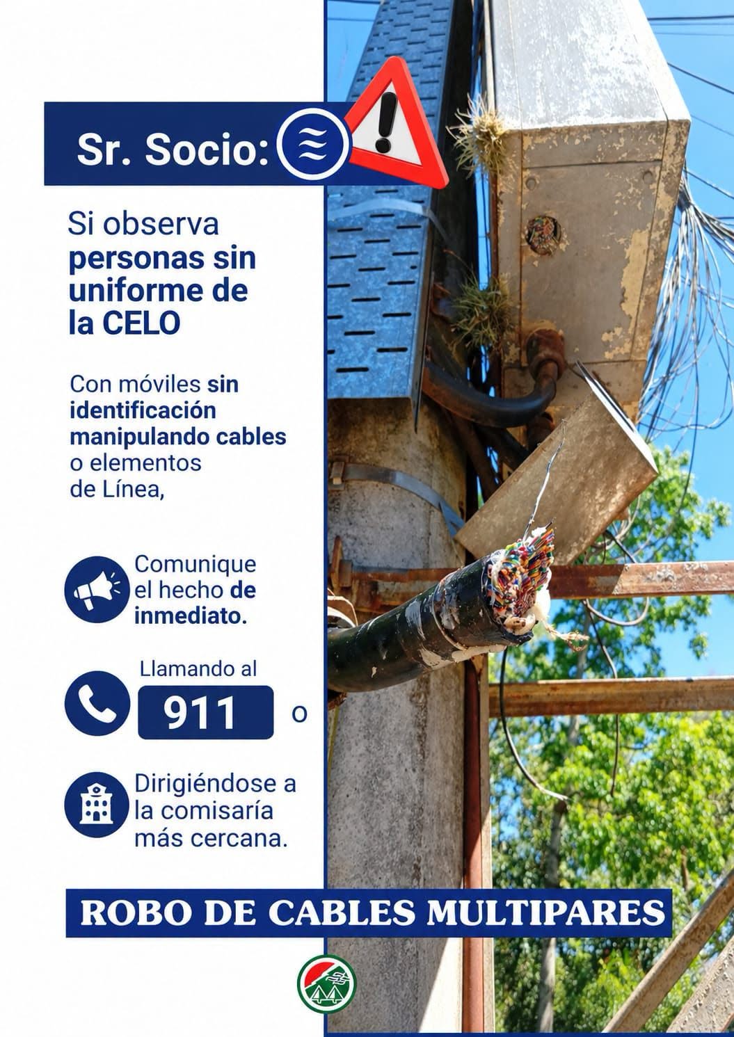 Otro robo de cable de dejó sin telefonía fija a un sector del barrio Villa Falk