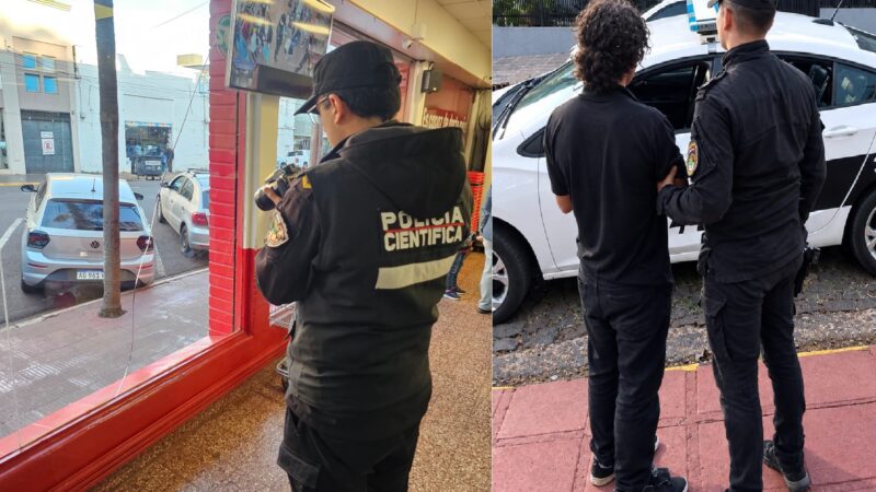 Rompió de un cabezazo la vidriera de un supermercado, quedó grabado y fue preso